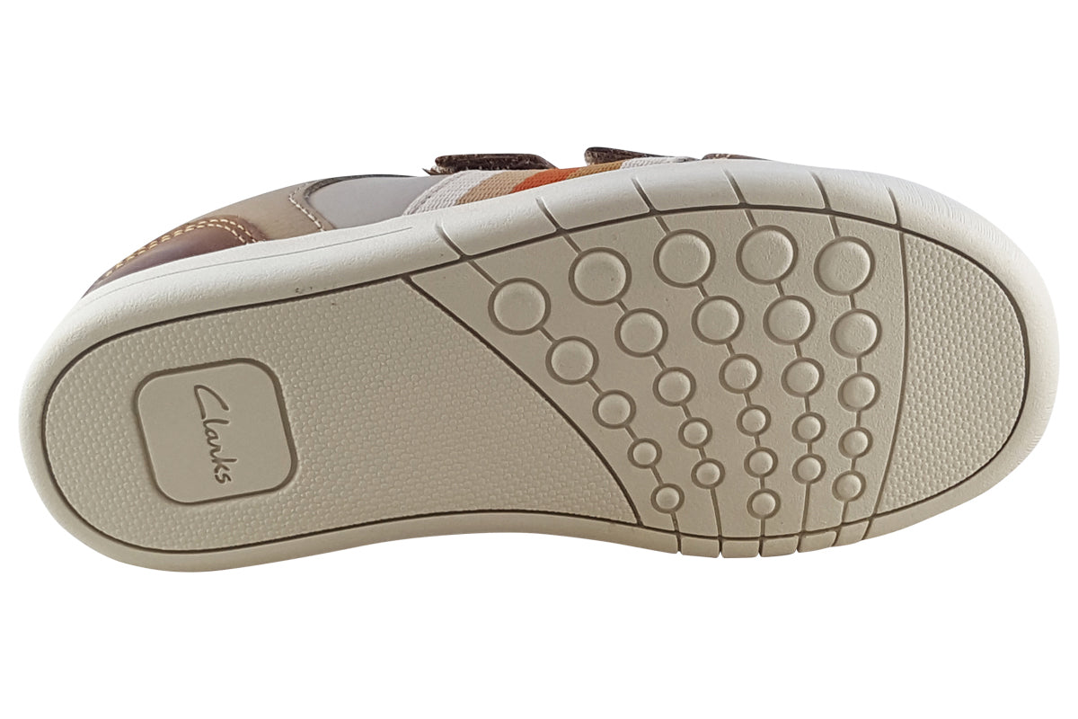 clarks den stripe k tan combi boys sandals sole
