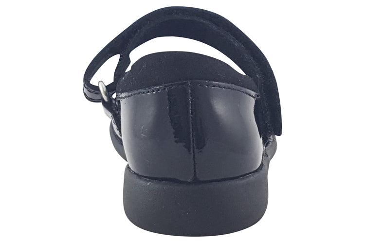 Clarks Etch Beam T Black Patent Girls School Shoes