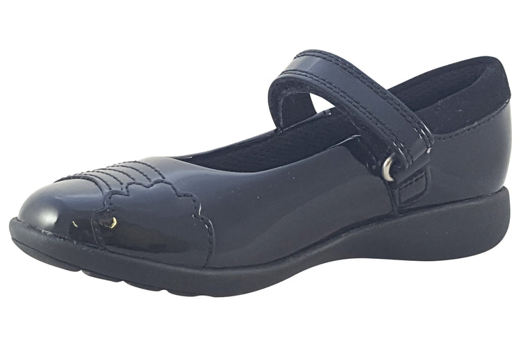 Clarks Etch Beam T Black Patent Girls School Shoes