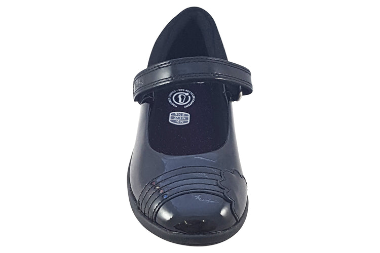 Clarks Etch Beam T Black Patent Girls School Shoes