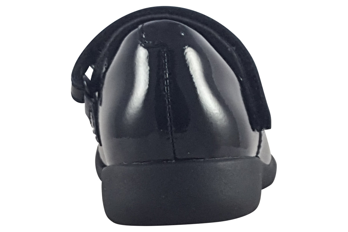 clarks etch gem k black patent girls shoes back