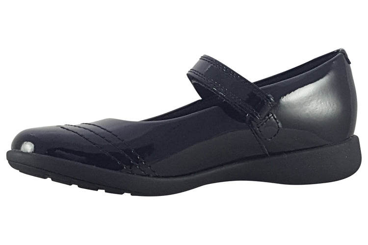 Clarks Etch Gem K. Black Patent Girls School Shoes