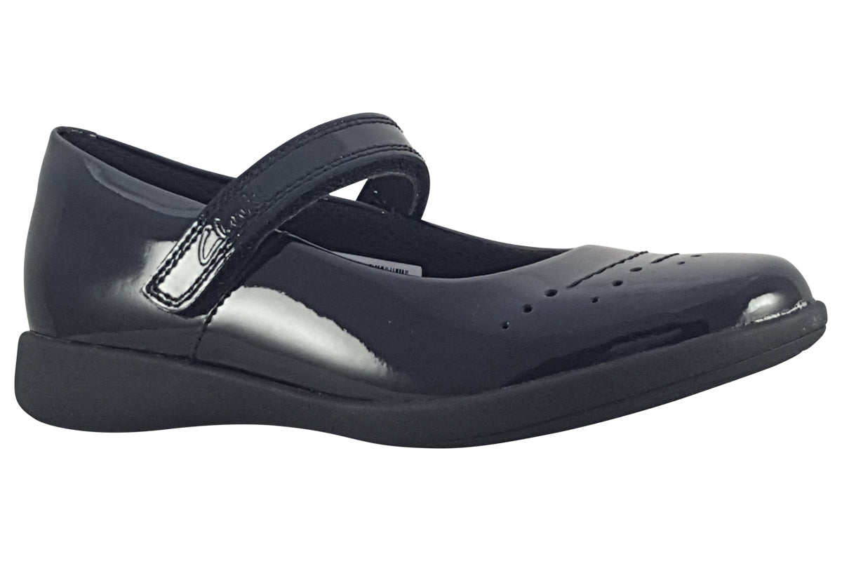 clarks etch gem k black patent girls shoes right