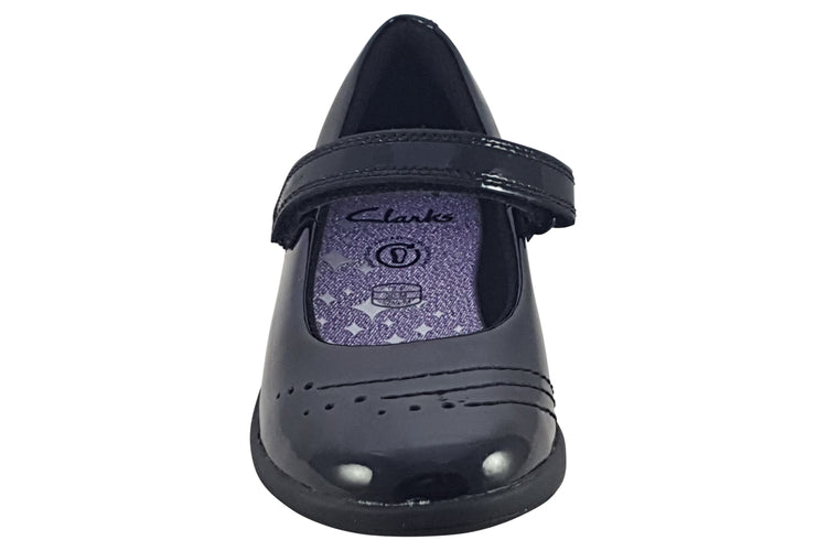 Clarks Etch Gem K. Black Patent Girls School Shoes