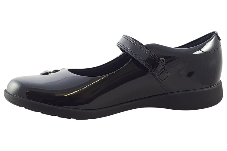 Clarks Etch Mist O. Black Patent Girls School Shoes