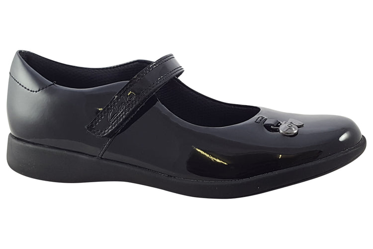 Clarks Etch Mist O. Black Patent Girls School Shoes