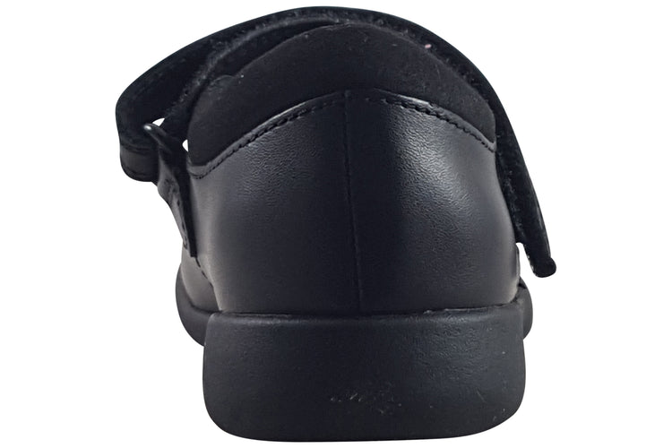 Clarks Etch Pure K. Black Leather Girls School Shoes