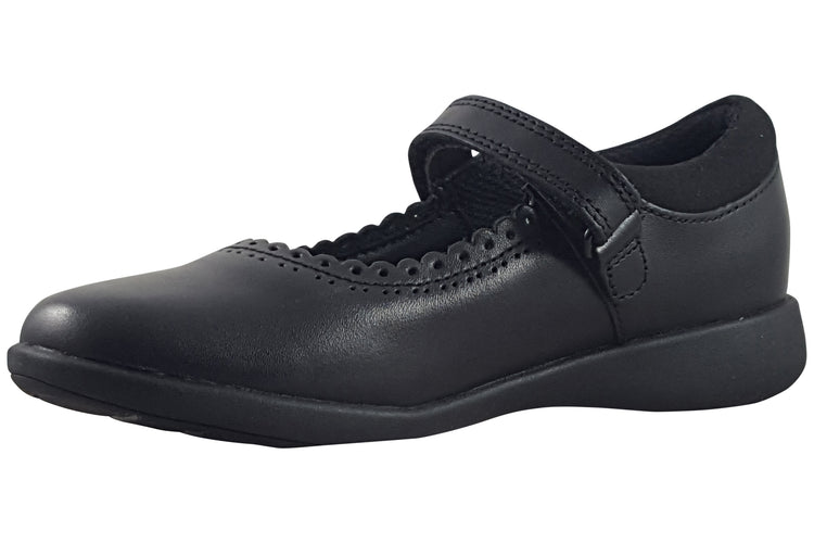 Clarks Etch Pure K. Black Leather Girls School Shoes
