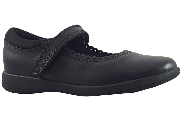 Clarks Etch Pure K. Black Leather Girls School Shoes