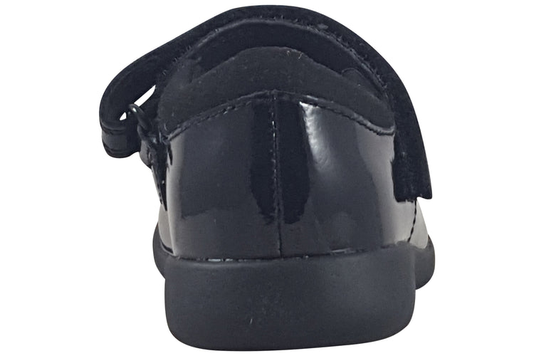 Clarks Etch Pure K. Black Pat Girls School Shoes