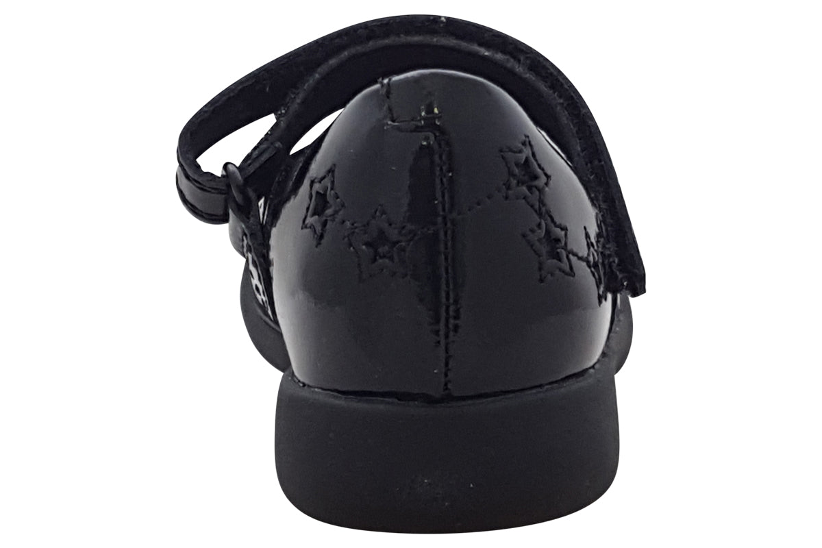 clarks etch space k black pat girls shoes back