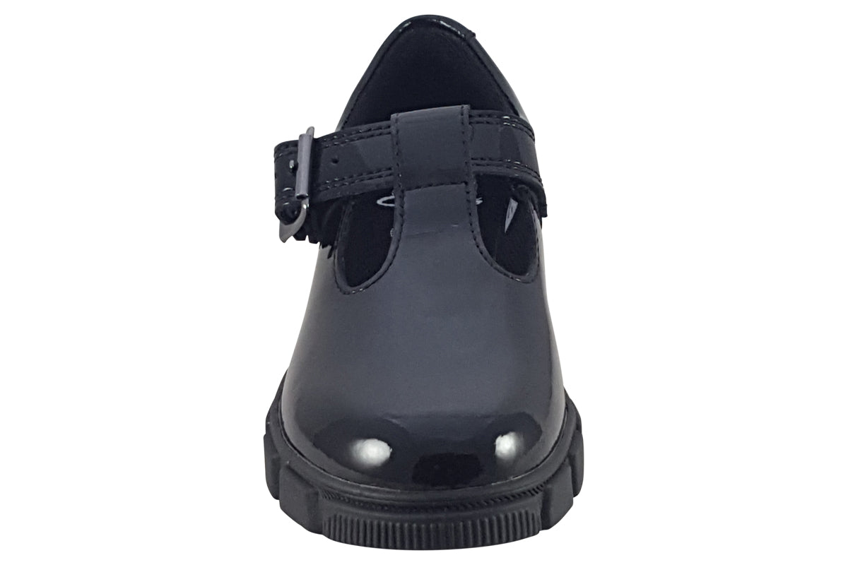 clarks evyn bar k black pat girls shoes top