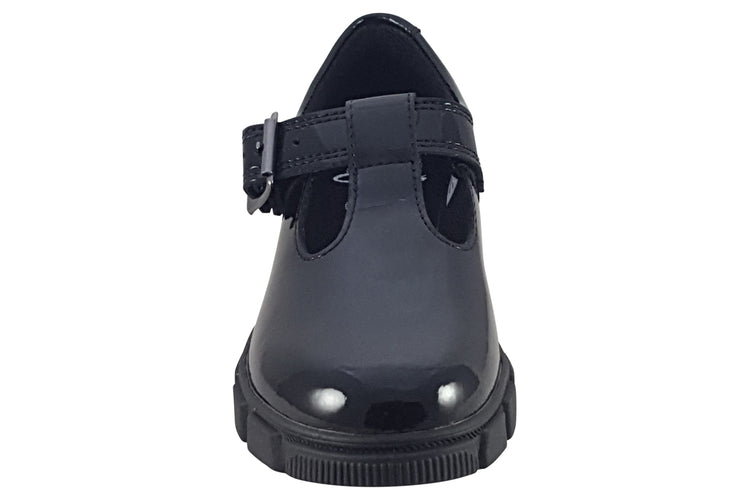 Clarks Evyn Bar K. Black Patent Girls School Shoes