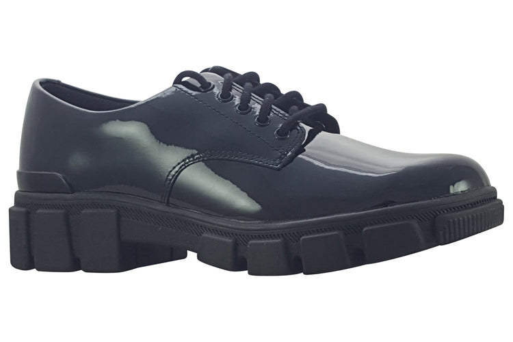 Clarks Evyn Lace Y. Black Patent Girls School Shoes