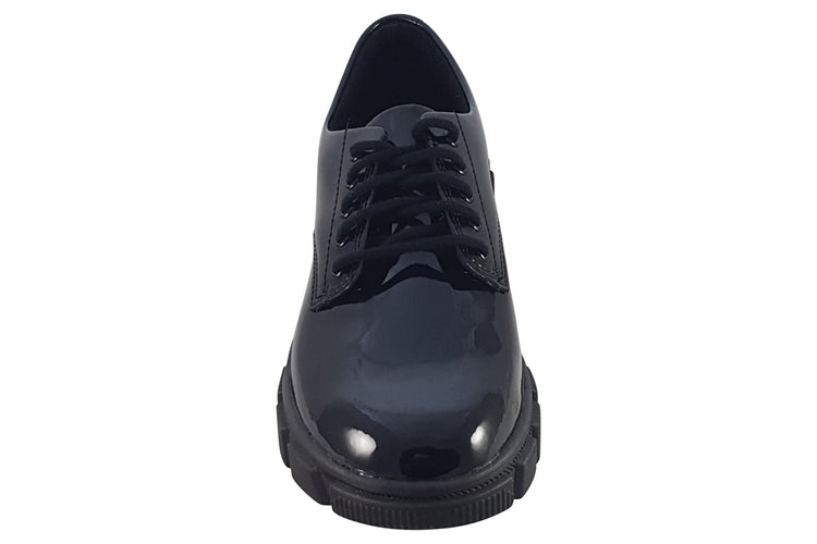 Clarks Evyn Lace Y. Black Patent Girls School Shoes