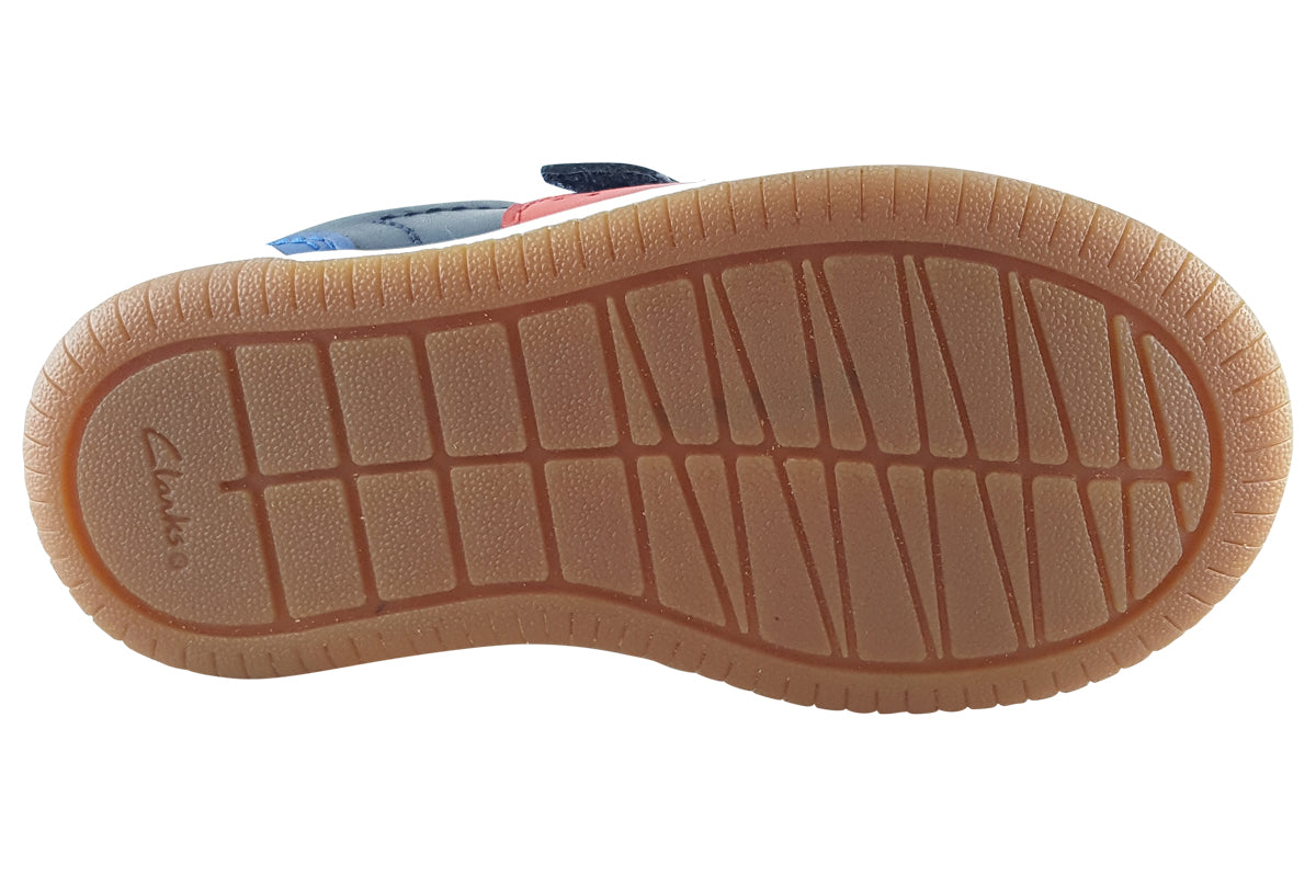 clarks fawn family t navy combi boys sandals sole