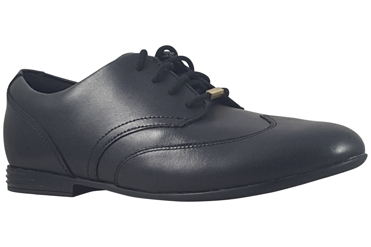 clarks finja wind y. black leather girls shoes right