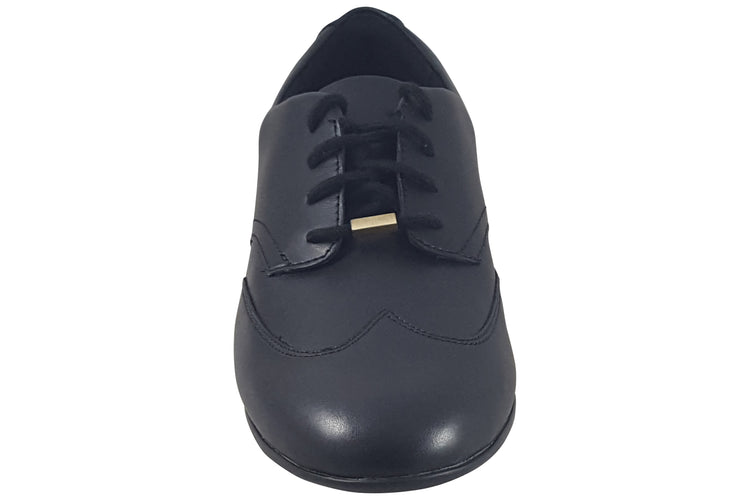 Clarks Finja Wing Y. Black Leather Girls School Shoes