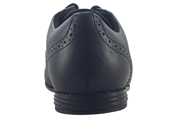 Clarks FinjaBrogue O. Black Leather Girls School Shoes