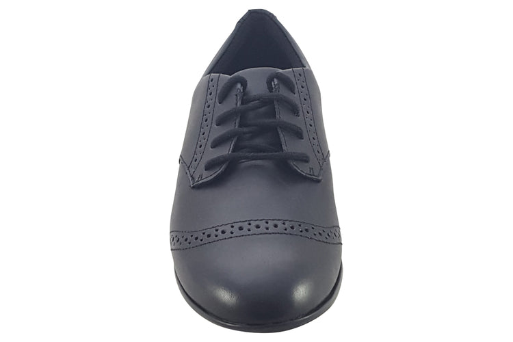 Clarks FinjaBrogue O. Black Leather Girls School Shoes