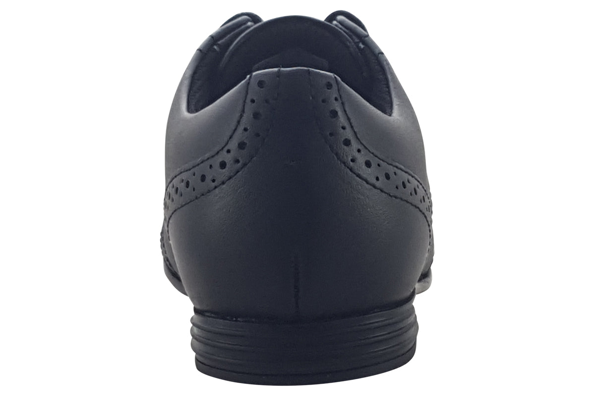clarks finjabrogue y black leather girls shoes back