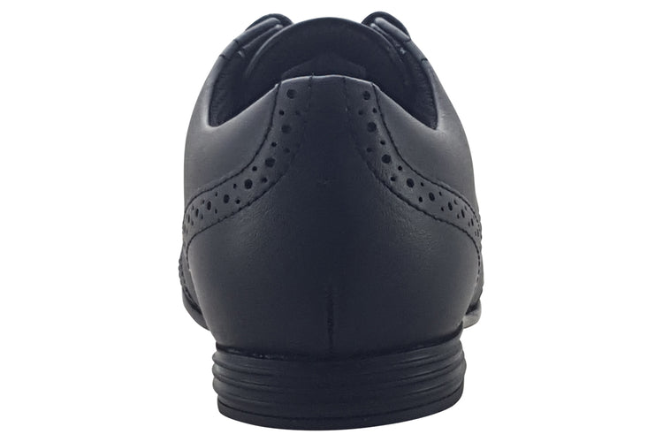 Clarks FinjaBrogue Y. Black Leather Girls School Shoes