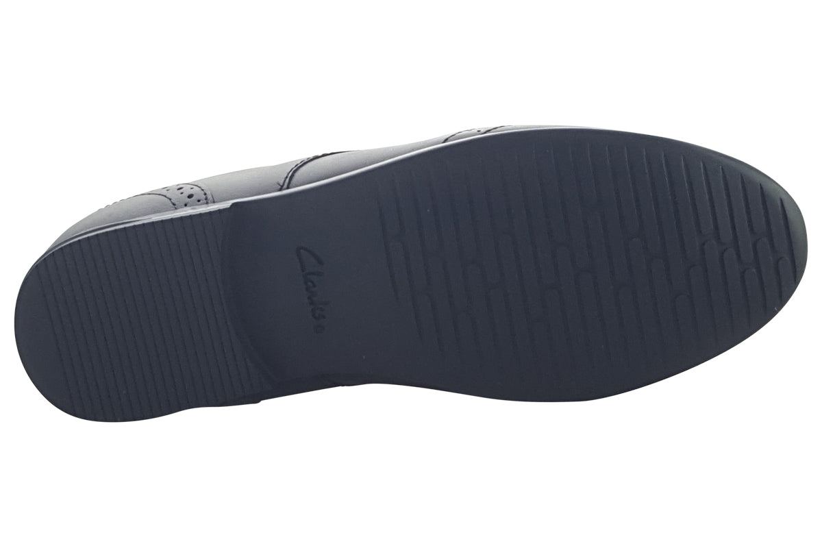 clarks finjabrogue y black leather girls shoes sole