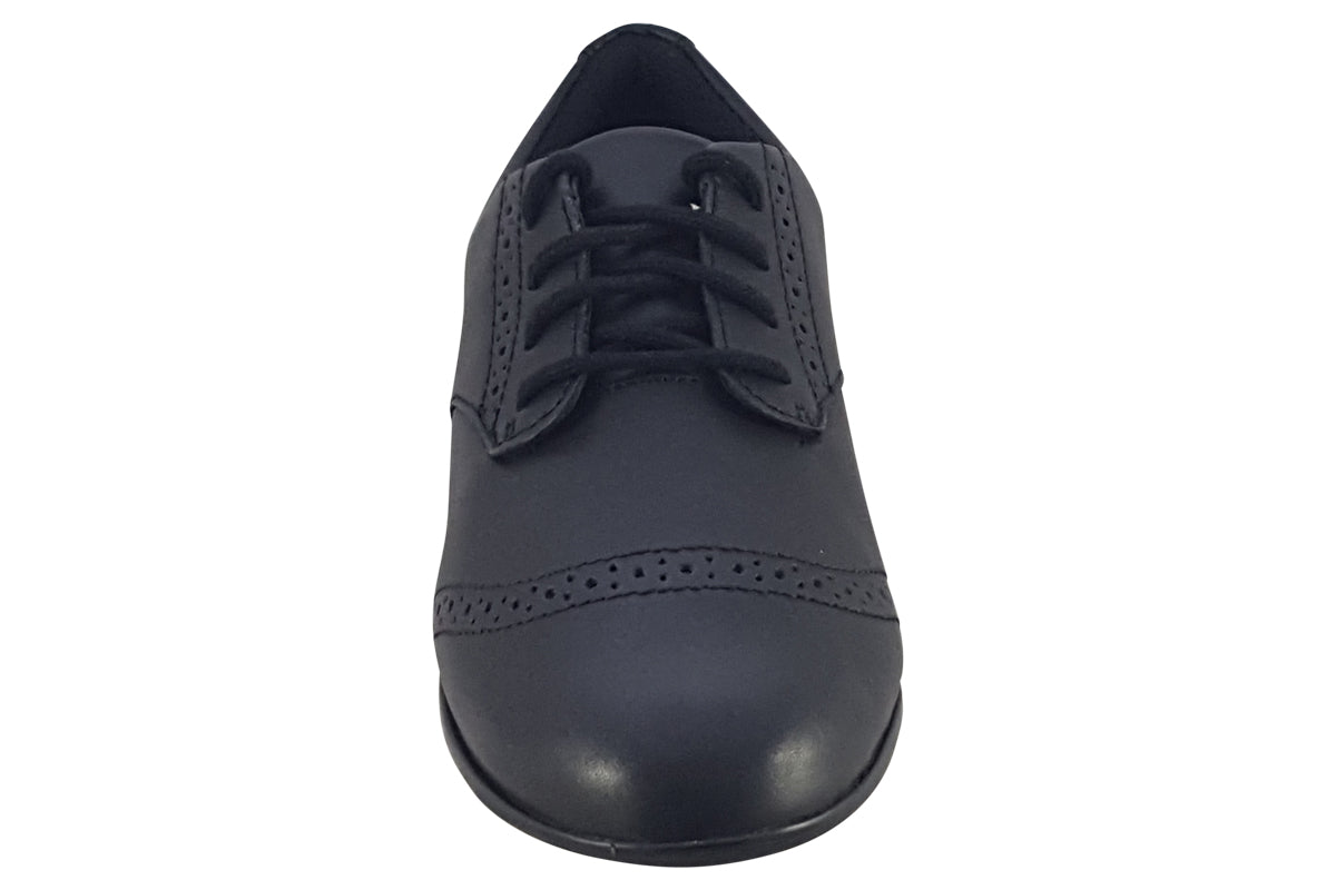 clarks finjabrogue y black leather girls shoes top