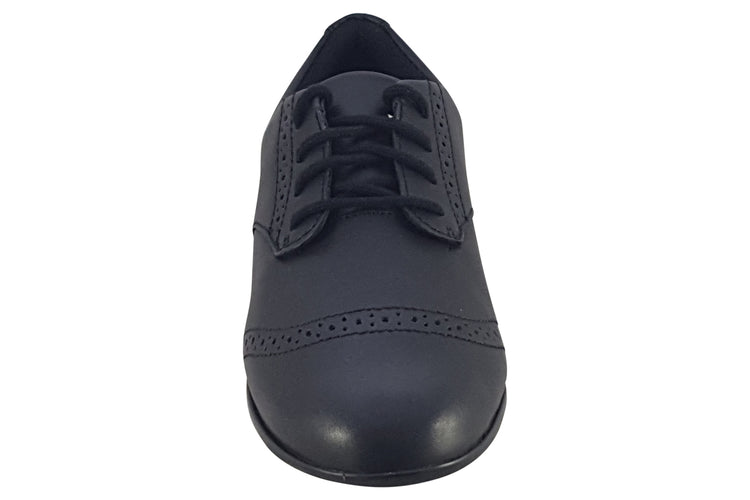 Clarks FinjaBrogue Y. Black Leather Girls School Shoes