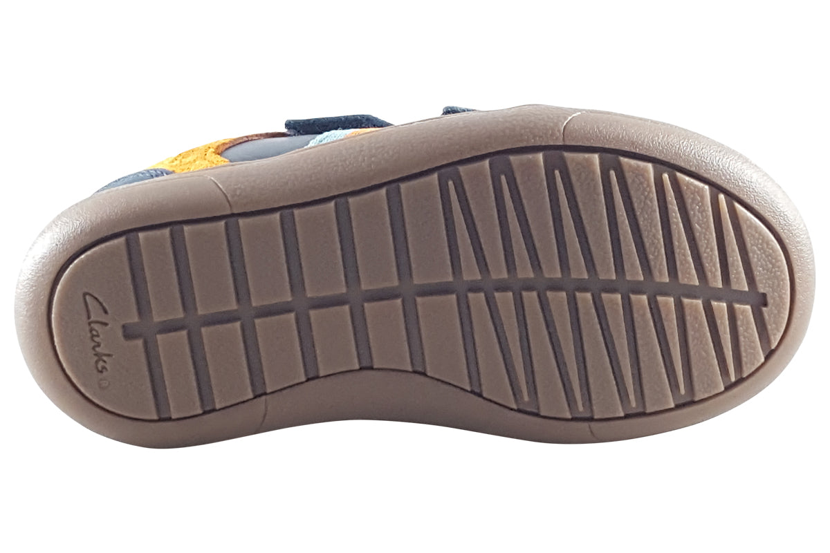 clarks flash den k navy combi boys sandals sole