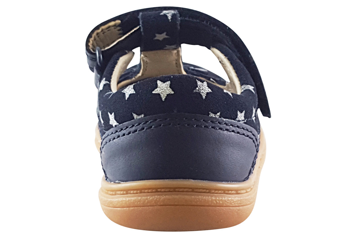 clarks flash mouse t navy leather girls shoes back