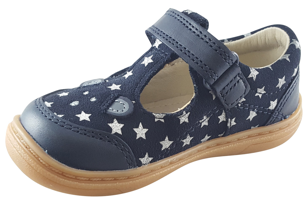 clarks flash mouse t navy leather girls shoes left