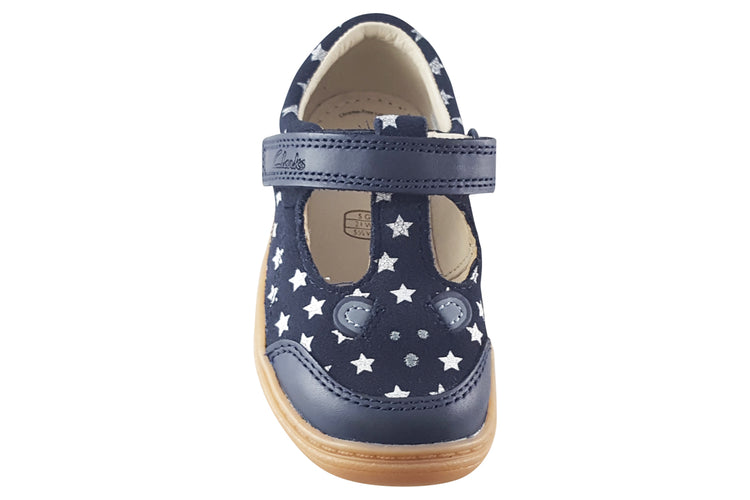Clarks Flash Mouse T. Navy Leather Girls First Shoes