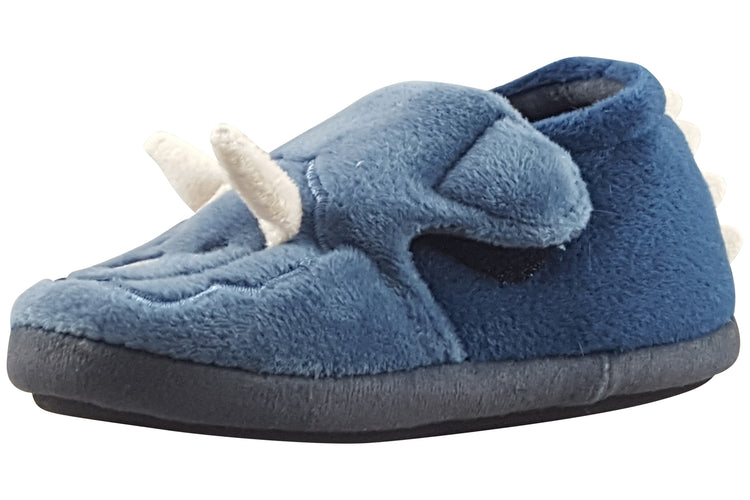 Clarks Fluffy Snug T Boys Slippers Navy