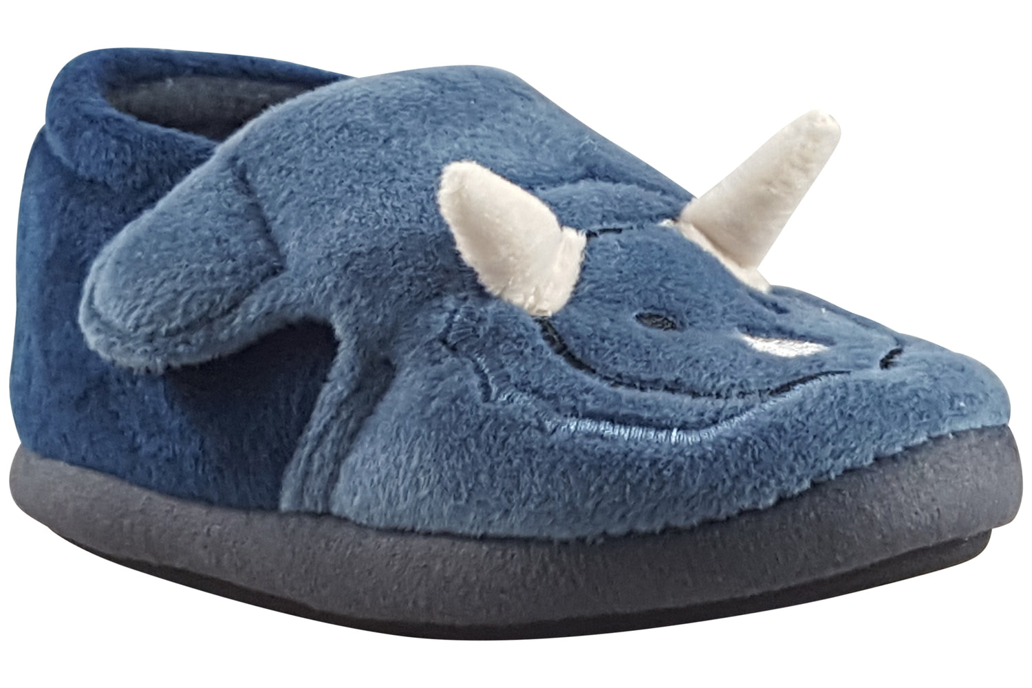 clarks fluffy snug t boys slippers navy right