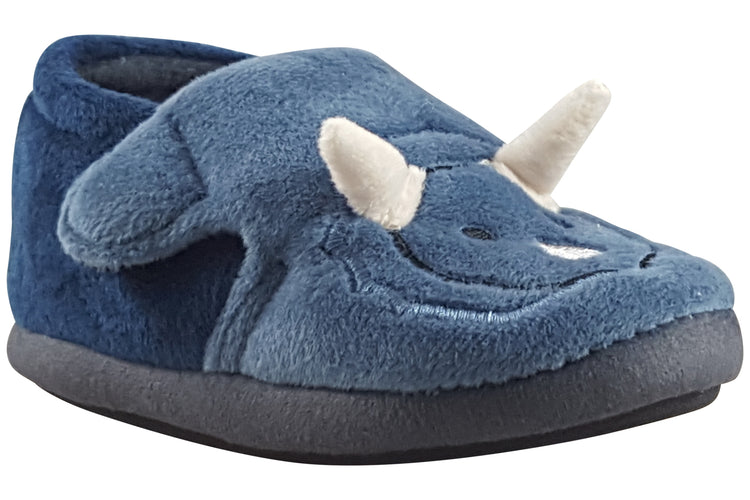 Clarks Fluffy Snug T Boys Slippers Navy