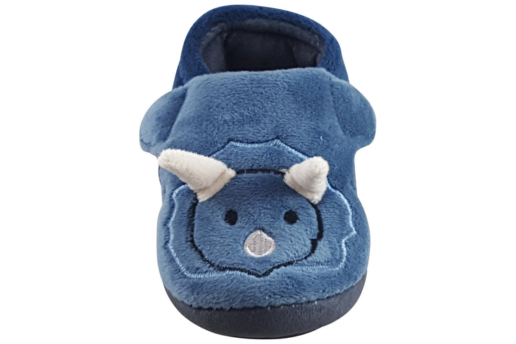 Clarks Fluffy Snug T Boys Slippers Navy
