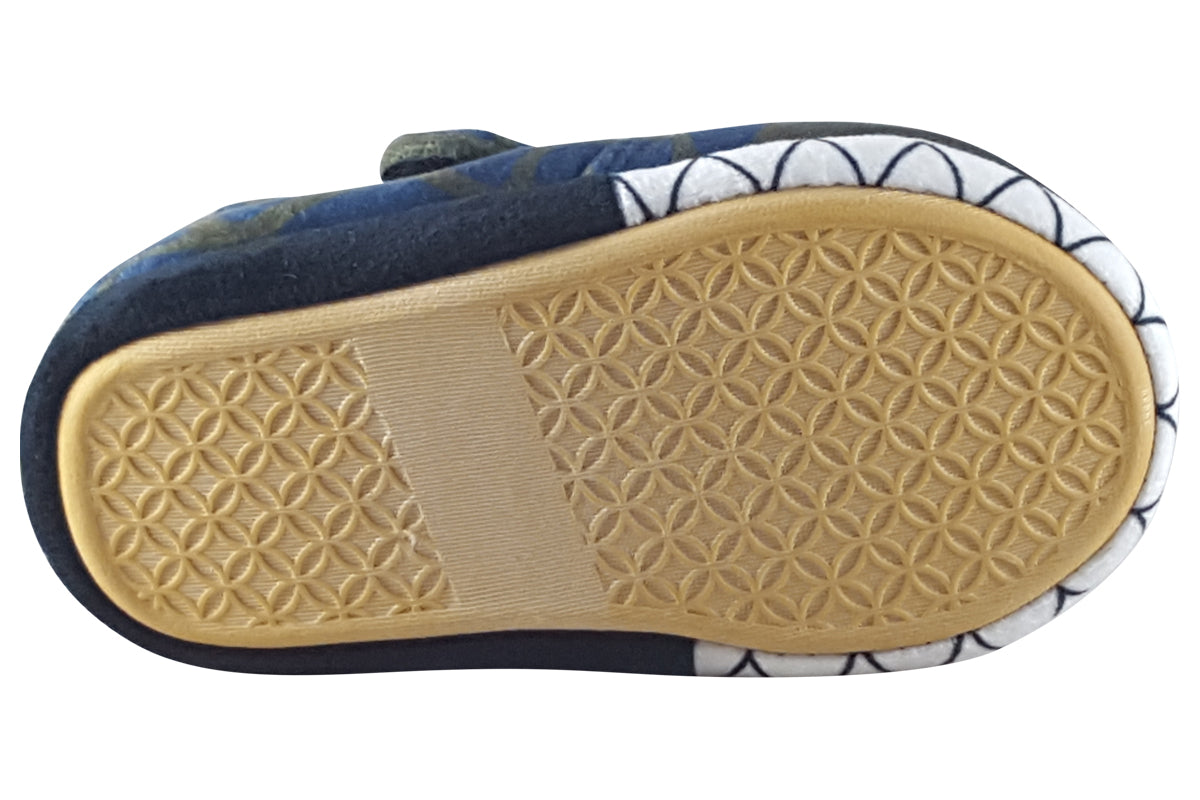 clarks fluffy snug t khaki combi boys slippers sole