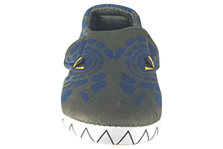 Clarks Fluffy Snug T Boys Slippers Khaki Combi