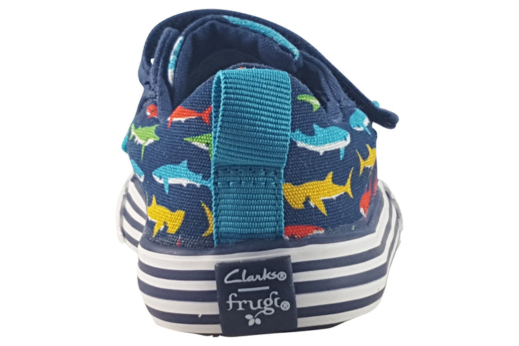Clarks Foxing Ocean T Navy Print Boys Canvas