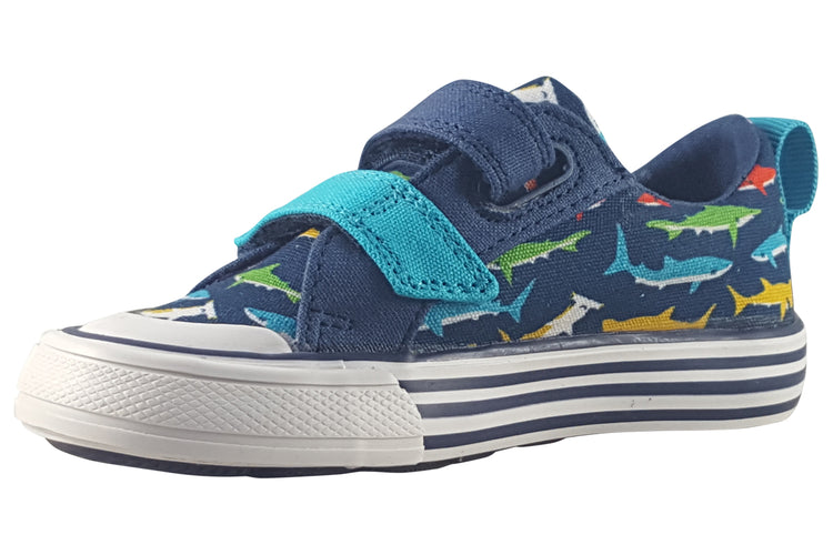 Clarks Foxing Ocean T Navy Print Boys Canvas