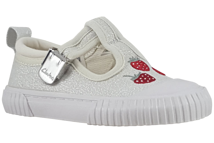 Clarks FoxingBerry T. Silver Fabric Girls Canvas