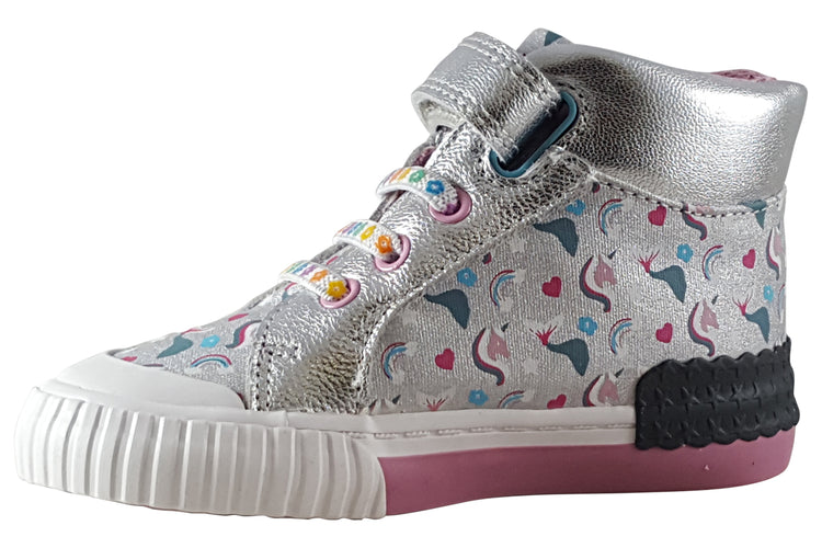 Clarks FoxingHaloHiT. Silver Girls Canvas