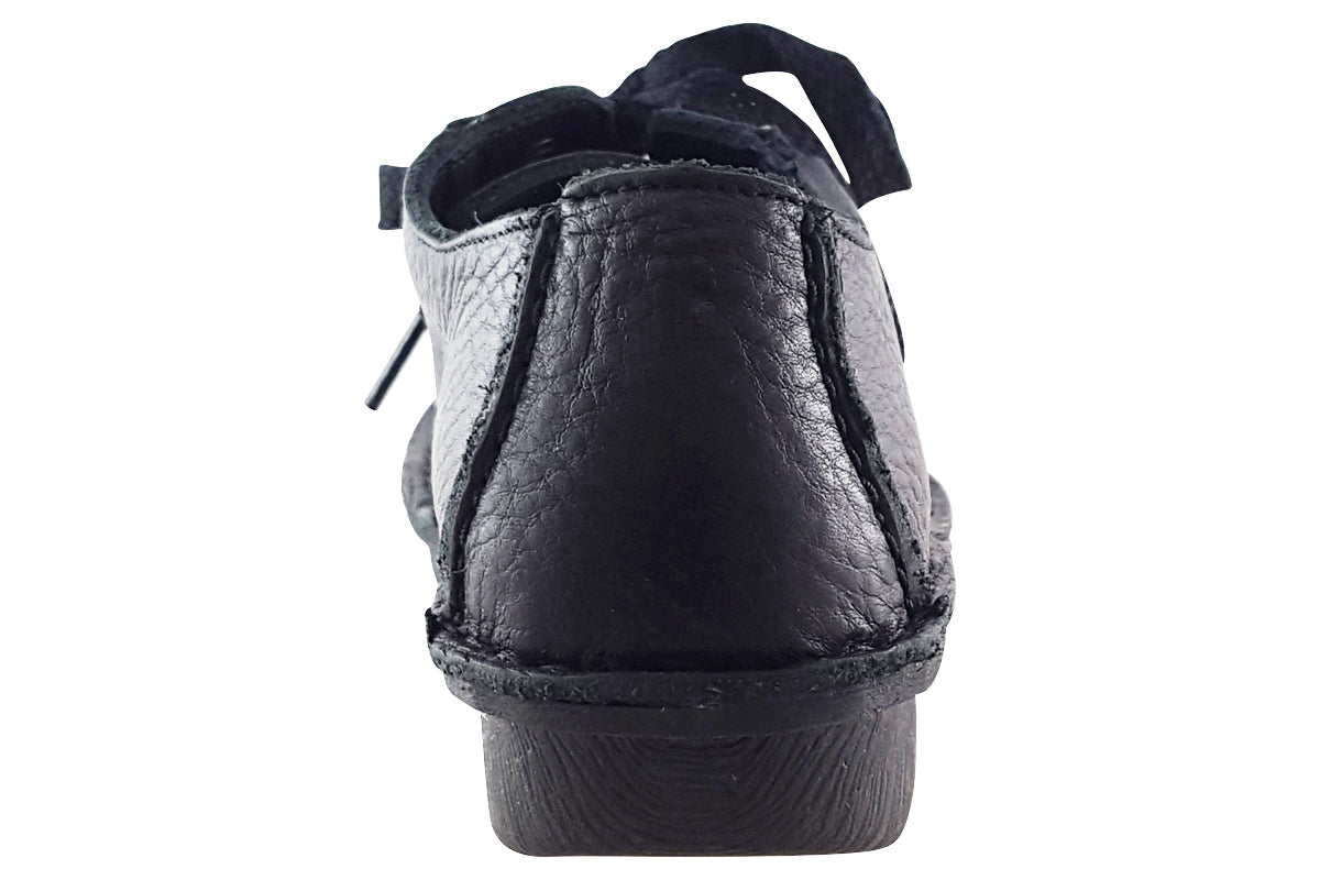 clarks funny dream black leather womens shoes back