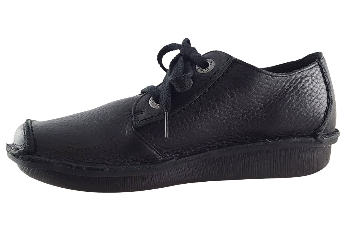 clarks-funny-dream-black-leather-womens-shoes-left