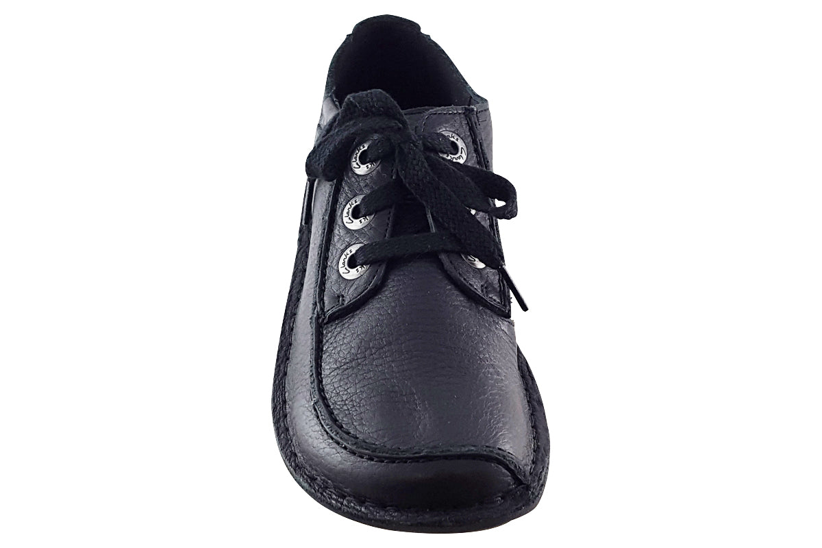 clarks funny dream black leather womens shoes top