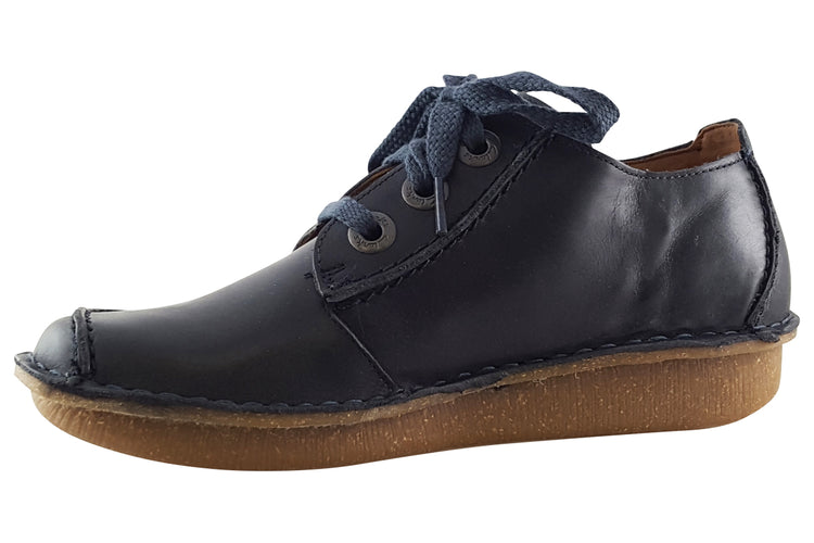 Clarks Funny Dream Navy Leather Womens Shoes