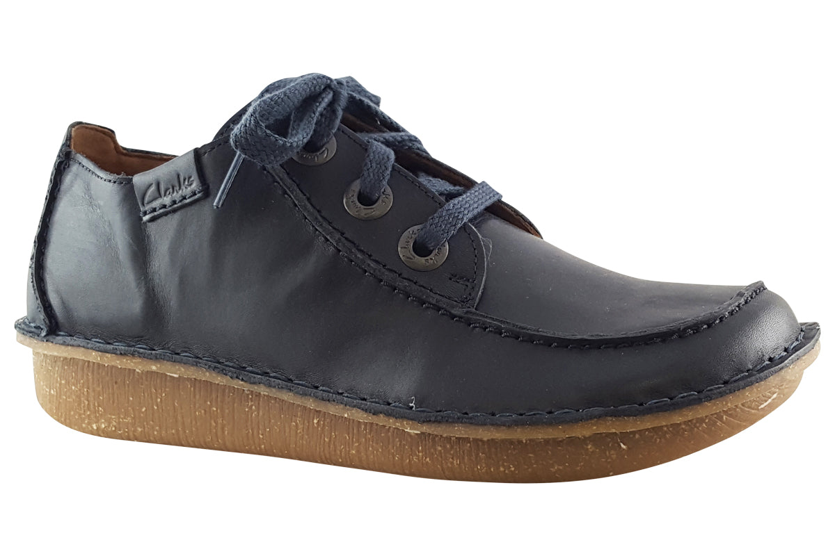 clarks funny dream navy leather womens shoes right