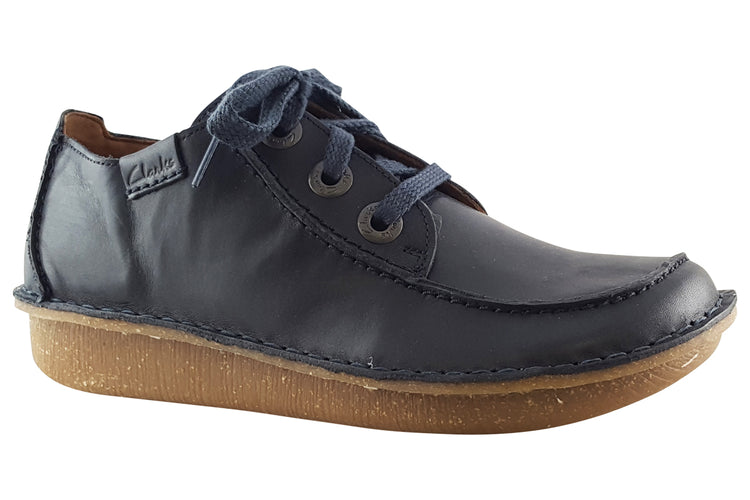 Clarks Funny Dream Navy Leather Womens Shoes