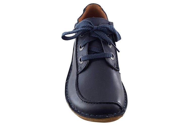 Clarks Funny Dream Navy Leather Womens Shoes